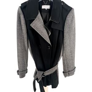 Calvin Klein Women's Herringbone Belted Coat